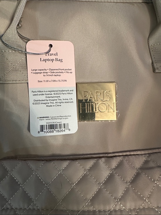 Paris Hilton Quilted Cream Backpack with Gold Logo main image 8